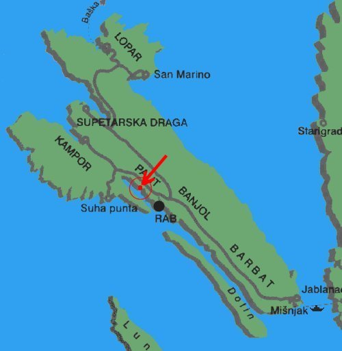 Mapa otoka Raba