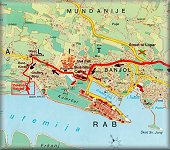 Detaljnija karta dijela otoka Raba